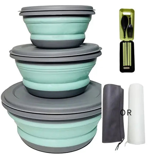 MossWatt シリコン折りたたみボウルセット 3個組みキャンプ用食器