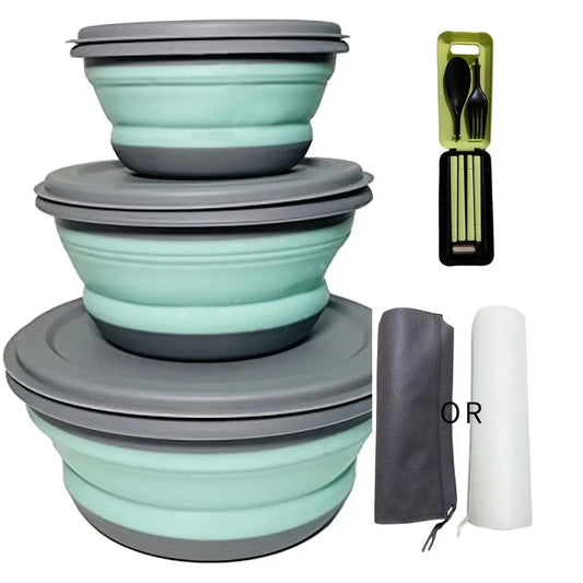 MossWatt シリコン折りたたみボウルセット 3個組みキャンプ用食器