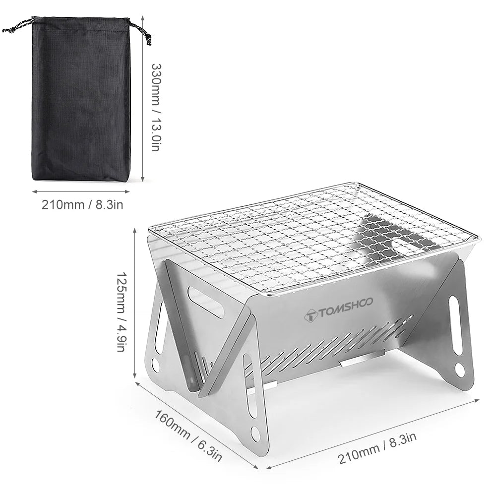 MossWatt Wood Burning Camp Stove | Portable Folding Backpacking Stove with Grill