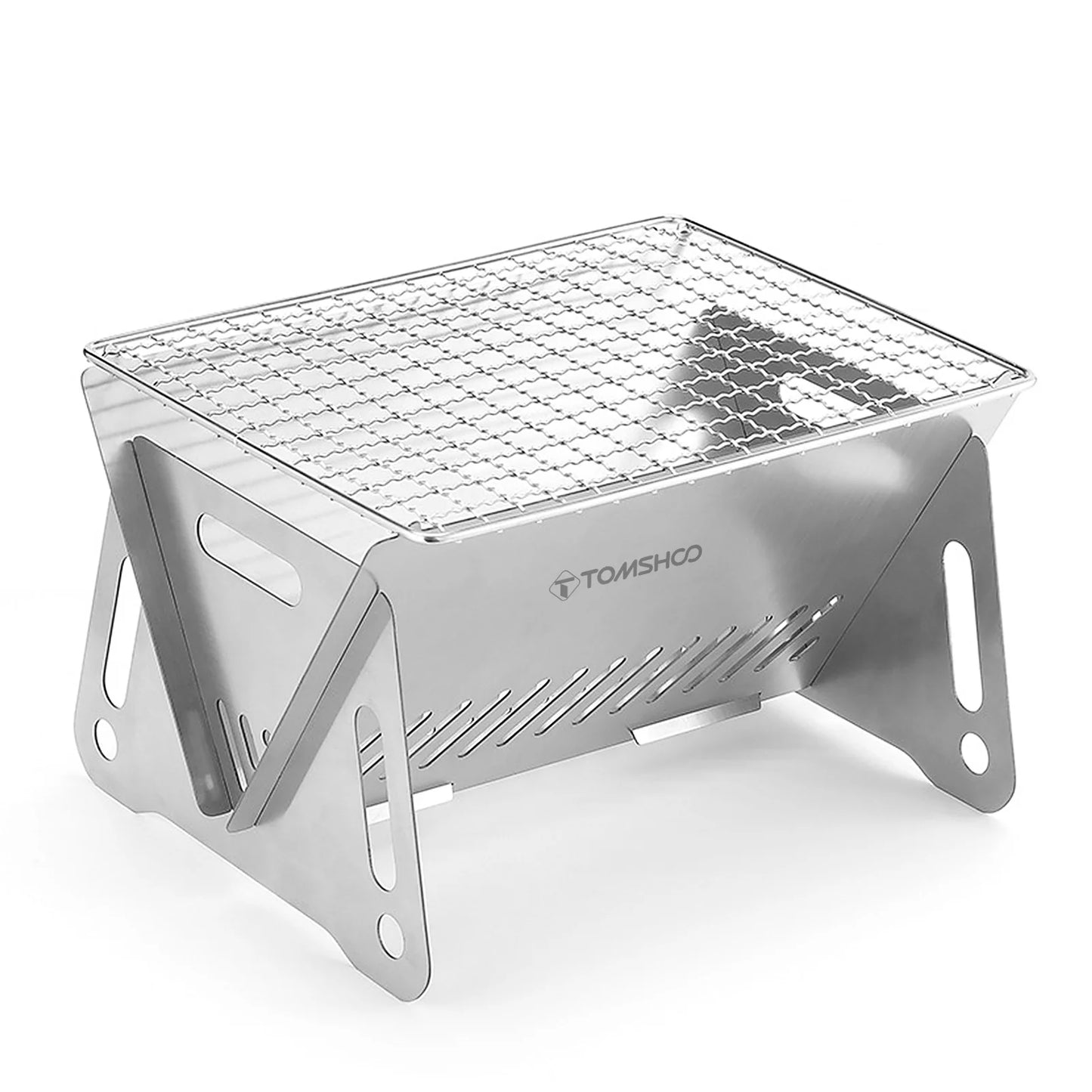 MossWatt Wood Burning Camp Stove | Portable Folding Backpacking Stove with Grill