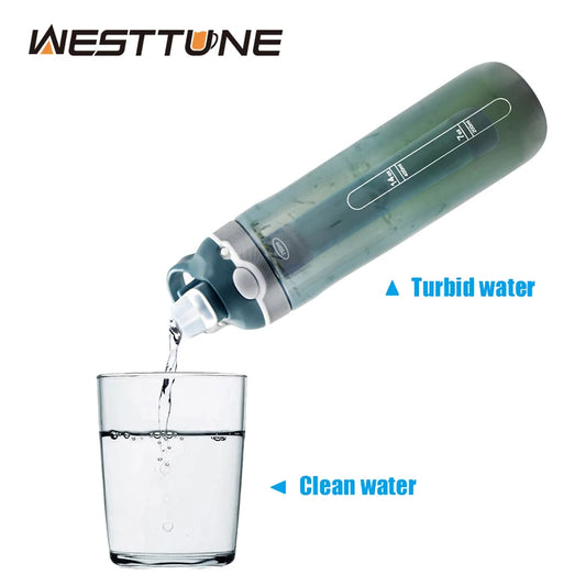MossWatt エコ浄水ボトル 750ML 携帯ストロー浄水器