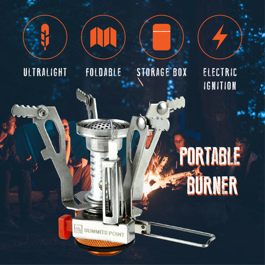 MossWatt Ultralight Gas Stove | Backpacking Butane Burner with Piezo Ignition